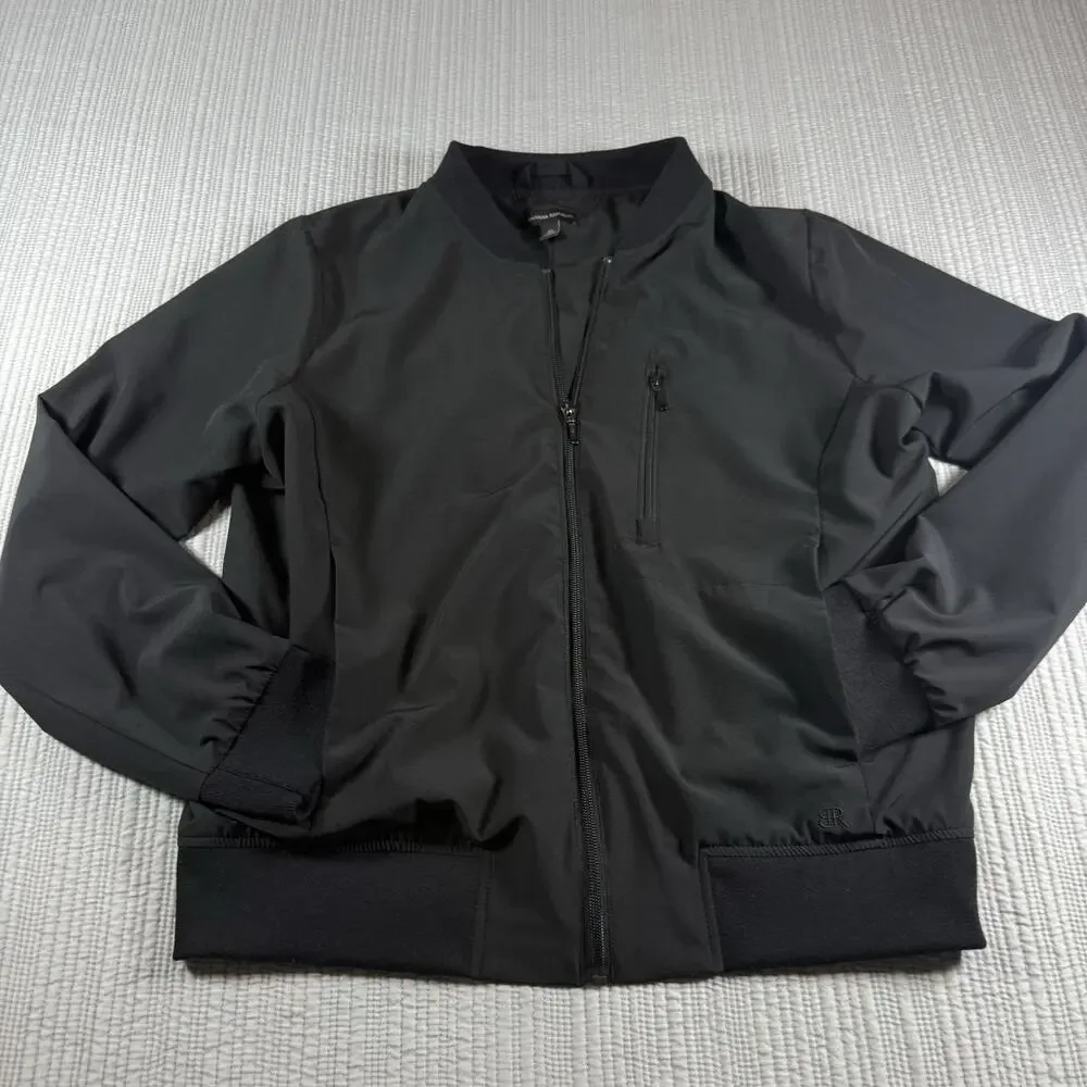 Banana Republic Black Bomber Jacket Mens M Full Zip Minimalist Normcore